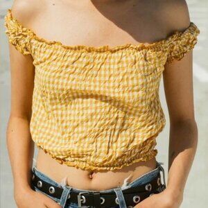 Brandy Melville Yellow Gingham Top